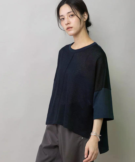 【2026/08/17ライブアイテム】MUNICH(ミューニック) コットンレーシージャガード×ジャージ ワイドTシャツ MN262U09
