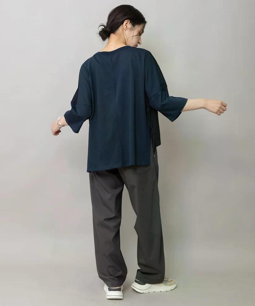 【2026/08/17ライブアイテム】MUNICH(ミューニック) コットンレーシージャガード×ジャージ ワイドTシャツ MN262U09