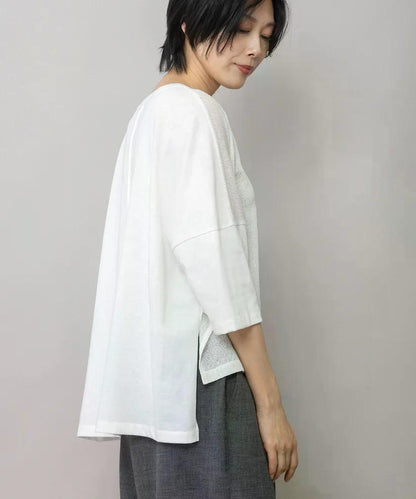 【2026/08/17ライブアイテム】MUNICH(ミューニック) コットンレーシージャガード×ジャージ ワイドTシャツ MN262U09
