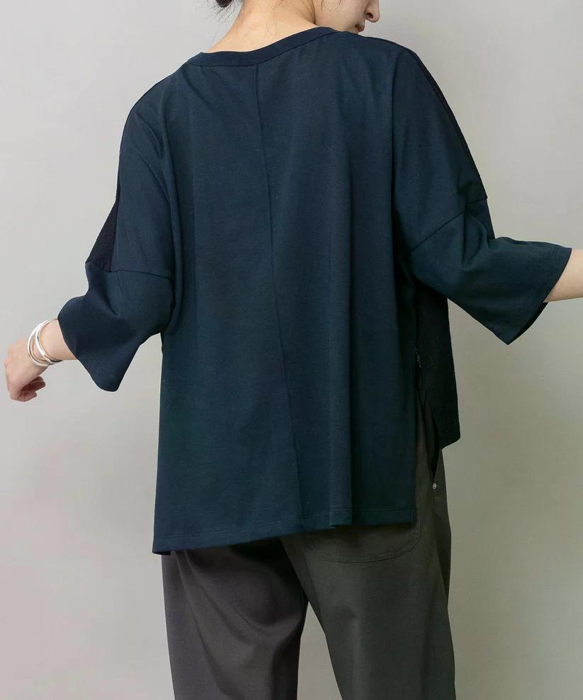 【2026/08/17ライブアイテム】MUNICH(ミューニック) コットンレーシージャガード×ジャージ ワイドTシャツ MN262U09